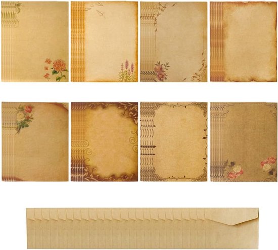 WYAN 60 Stück Vintage Kraftpapier Umschläge, Antiken Umschläge