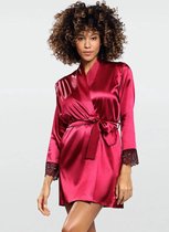 Satijnen kimono met kanten afwerking | DKaren Gosia | bordeaux rood XL
