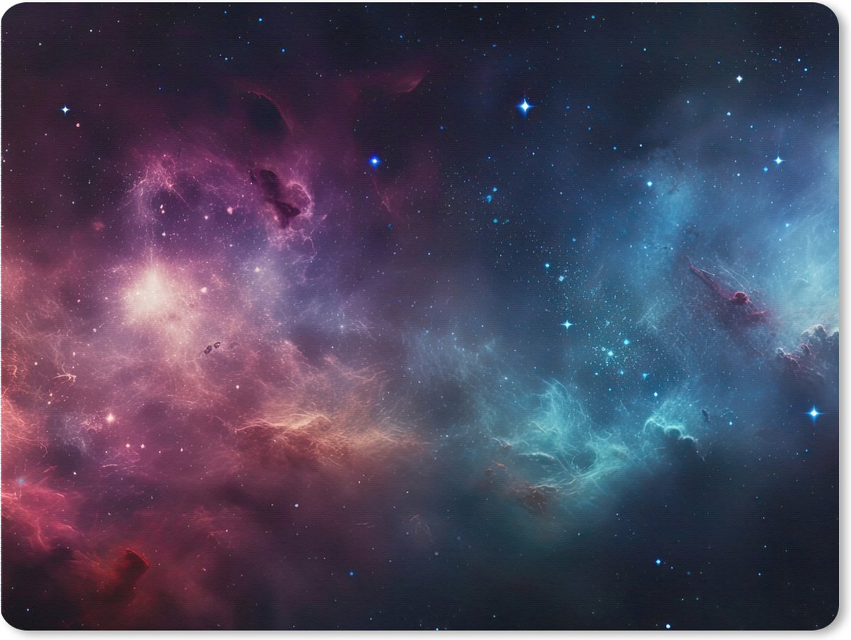 Muismat 80x60 cm - Bureaumat gaming galaxy - Computer en gameroom accessoires blauw - Muis en bureau mat onderlegger - Game room - Slaapkamer decoratie - Bureaulegger desktop xl - Mousepad xxl - Muismatten office desk anti slip