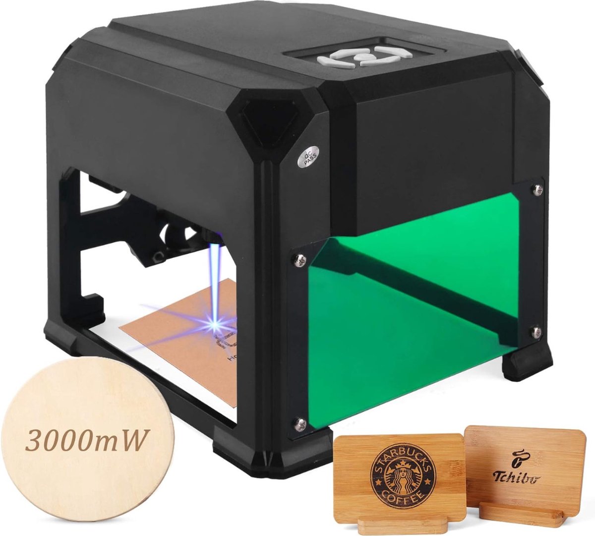 Lasergraveermachine - 3W desktoplasergraveur met 31 * 31 in werkgebied voor beginners, plug-and-play lasersnijder, supergemakkelijk te bedienen voor thuisgebruik DIY-minimachine