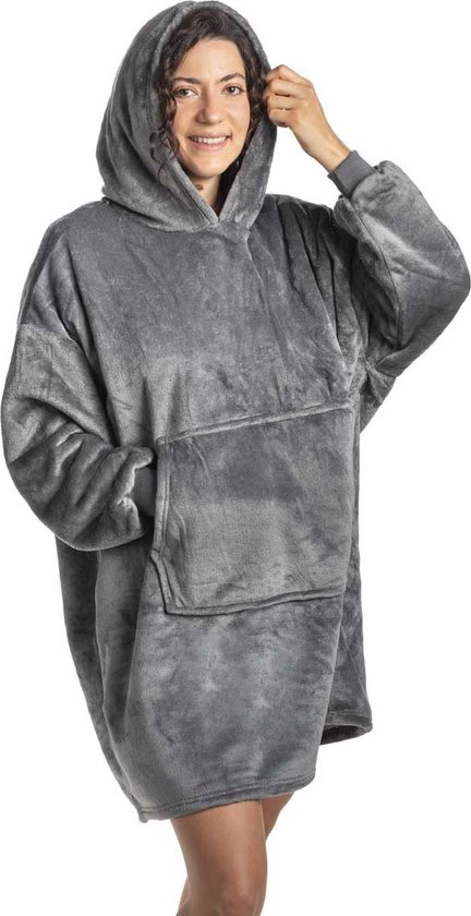 Yucka - Hoodie deken met mouwen - Fleece deken - Plaid - Hoodie blanket - Grijs