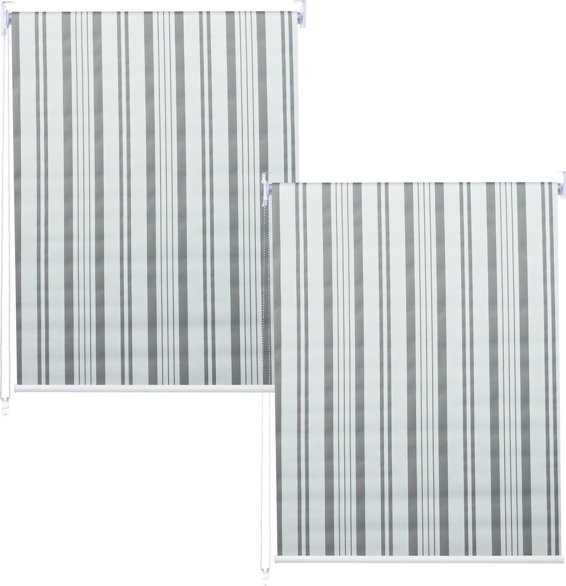 Set van 2 rolgordijnen MCW-D52, raamrolgordijn zij-trekgordijn, 100x160cm ondoorzichtige zonwering ~ grijs/wit