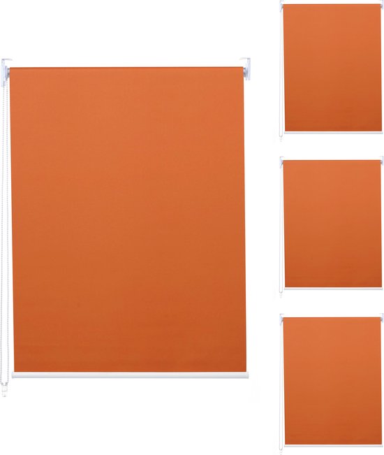 Set de 4 stores enrouleurs MCW-D52, store enrouleur de fenêtre rideau à traction latérale, protection solaire opaque 100x160cm ~ orange