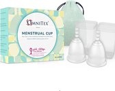 2 stuks Omnitex menstruatiecups maat L | 100% pure siliconen van medische kwaliteit | Veilig milieuvriendelijk alternatief voor tampons en maandverband | Niet-giftig ISO10993 getest | BPA- en latexvrij