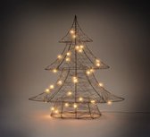 ECD Germany LED-deco kerstboom met 20 warmwitte LED's, 30 cm hoog, gemaakt van metaal, goud, kerstboom met verlichting & timer, voor binnen, op batterijen, lichtboom staande kerstdecoratie