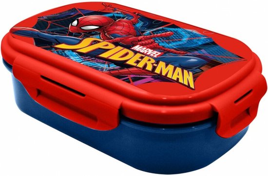 Serviesset - FUN HOUSE - SPIDERMAN - Glas, Bord 22 Cm En 16 Cm Bestek Waterfles En Snackbox