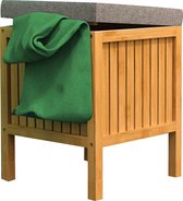 Tabouret de salle de bain en Bamboe avec panier à linge, tabouret de panier à linge avec siège, tabouret de salle de bain en bois, meuble de salle de bain sur lequel s'asseoir, marron clair, (L x H x P) : environ 39 x 52 x 39 cm