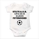 Soft Touch Rompertje met tekst - Stilte AUB opa en ik kijken Feyenoord | Baby rompertje met leuke tekst | | kraamcadeau | 3 tot 6 maanden | GRATIS verzending