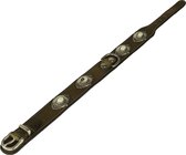 Dutchiz Treasure Olive Green Luxe Leren Halsband met bruine stenen voor de hond maat M 52,5 cm in NL handgemaakt