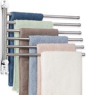 Porte-serviettes porte-serviettes avec 6 barres pivotantes, porte-serviettes en acier inoxydable SUS304 brossé mural pour Cuisine, Toilettes, vestiaires et salles de bain