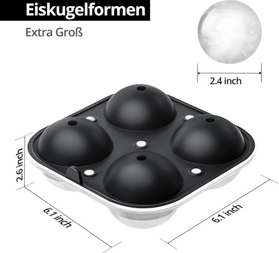 Set van 4 ijsblokjesvormen van silicone met deksel, ruimtebesparend en stapelbaar, LFGB-gecertificeerd en BPA-vrij, vierkante ijsblokjesschalen eenvoudig te verwijderen