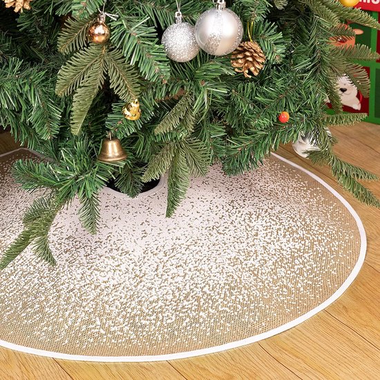 wometo Kerstboomdeken, diameter 120 cm, rood, kerstboomdeken, boomonderlegger met satijnen