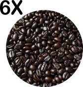 BWK Stevige Ronde Placemat - Zwarte Berg Koffiebonen - Set van 6 Placemats - 50x50 cm - 1 mm dik Polystyreen - Afneembaar