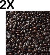 BWK Textiele Placemat - Zwarte Berg Koffiebonen - Set van 2 Placemats - 40x40 cm - Polyester Stof - Afneembaar