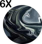 BWK Luxe Ronde Placemat - Abstract Vloeibaar Metaal - Set van 6 Placemats - 40x40 cm - 2 mm dik Vinyl - Anti Slip - Afneembaar