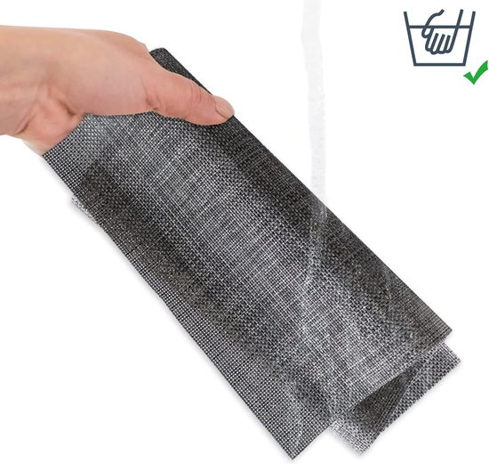 Placemats, afwasbaar, leer en onderzetters, set van 6, dubbelzijdige placemat, afwasbaar en waterdicht, leer, kunstleer, placemat, lederlook, placemats, grijs zwart