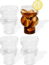 Glasses Set of 4 | Design Vintage Bubble Glass Tokyo Two | Drinking Glasses Iced Coffee Glasses Cocktail Glasses Long Drink Glasses Water Tea Coffee Juice | Bobbel Dishwasher-Safe Durable |