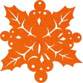Kerstbes 2 vilt onderzetter - Oranje - 6 stuks - 10 x 10 cm - Tafeldecoratie - Glas onderzetter - Cadeau - Woondecoratie - Tafelbescherming - Onderzetters voor glazen - Keukenbenodigdheden - Woonaccessoires - Tafelaccessoires