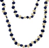 Behave Lange dubbele ketting met blauwe en beige stenen