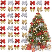 96 pièces nœuds de Noël nœuds d'arbre de Noël couronne de Noël décorative, Ornements de nœud d'arbre de Noël pour rouge/ or / Argent , pour Utilitaires de Décoration suspendues d'arbre de Noël, Décoration de cadeaux