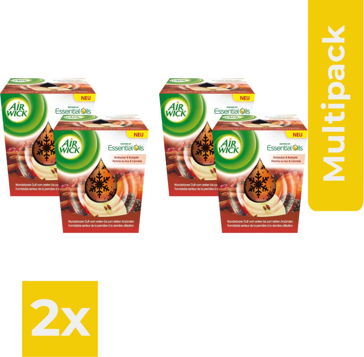 Air Wick Geurkaars Appel en kaneel Duopack 2*105gr Kaarsen Voordeelverpakking 2 stuks