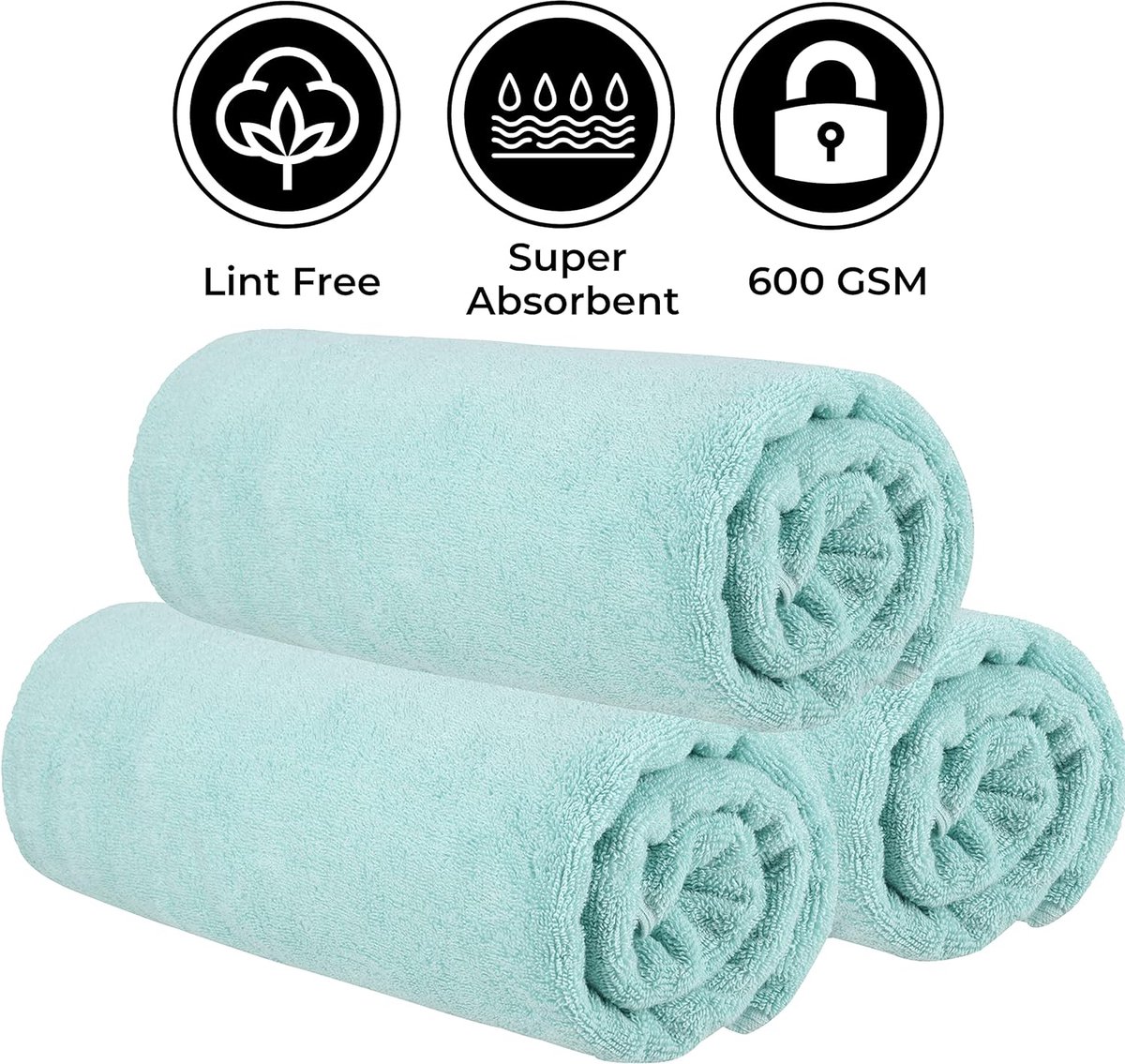 2 stuks 600 g m² premium badhanddoeken groot gemaakt van 100% natuurlijk katoen 70 x 140 cm aqua-badhanddoeken zeer absorberende en sneldrogende extra grote handdoek badkamerbadset (aqua)