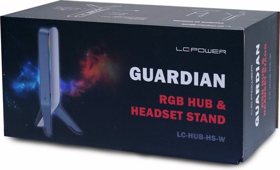 RGB Headset Stand via USB C - RGB LED Koptelefoon Houder met RGB LED lichten en USB HUB - Lc-Power
