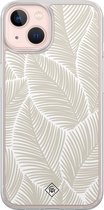 Casimoda® hoesje - Geschikt voor iPhone 13 - Palmy Leaves Beige - 2-in-1 case - Schokbestendig - Natuur - Verhoogde randen - Bruin/beige, Transparant