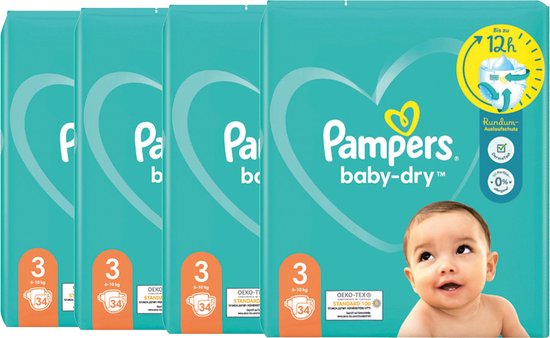 Couches Bébé Baby-Dry Taille 3 6Kg-10Kg PAMPERS