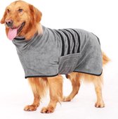 Lexium Hondenbadjas - Maat XL - Grijs & Zwart - Badjas Voor Honden - Honden Badjas