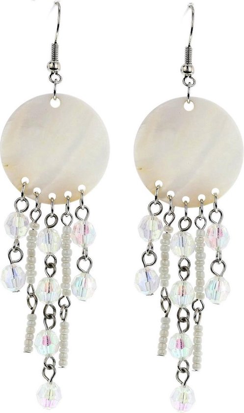 Behave Boucles d'oreilles pendantes avec coquillage et perles