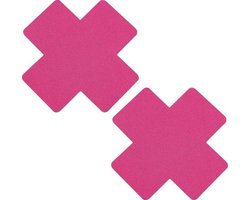Sexy roze kruis tepelstickers - 2 paar - tepel plakkers - pink cross nipple pasties - nipple covers