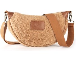 Camel teddy crossbodytas Motala | crossbody |crossbodytasje | veganleather | tassentrends | teddy | multifunctionele tas | modetrends |