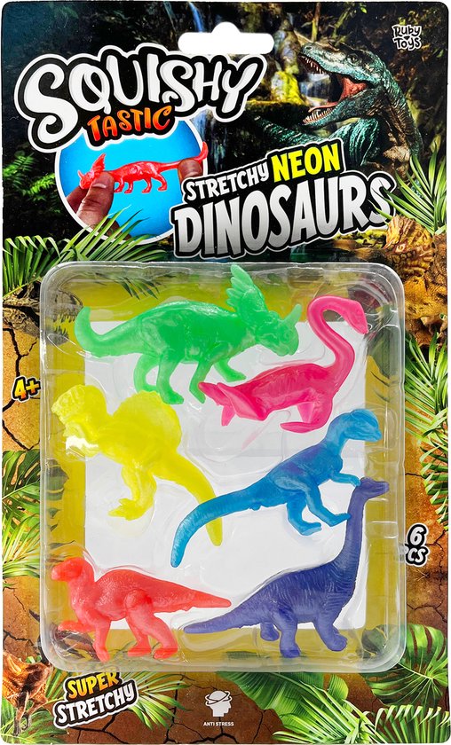 Squishy Tastic Super Stretch Neon Dino's - Ruby Toys | bol