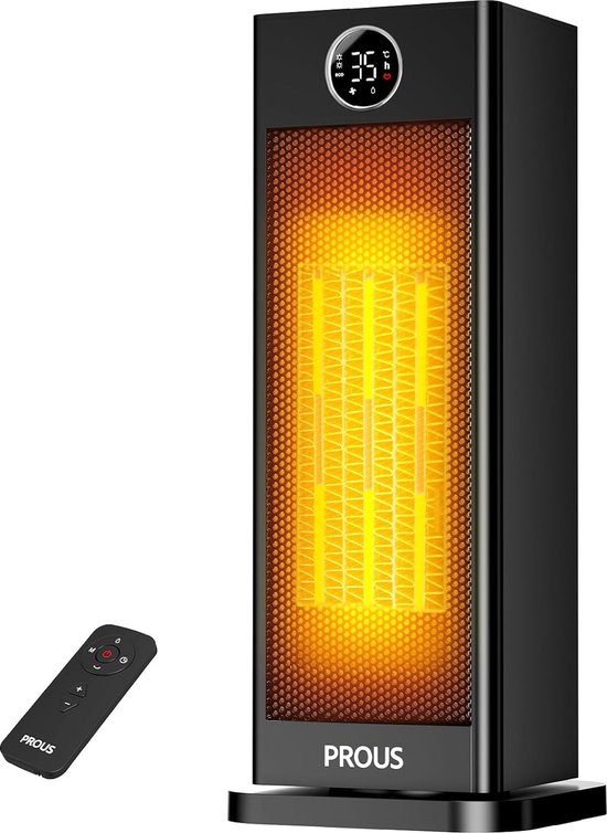 Elektrische Verwarming met 2s Snelle Verwarming - Incl. Afstandsbediening - Zwarte Keramische Ventilatorkachel - Draagbare Ventilator met Luchtbevochtiger - 70° Draaifunctie - 2000W