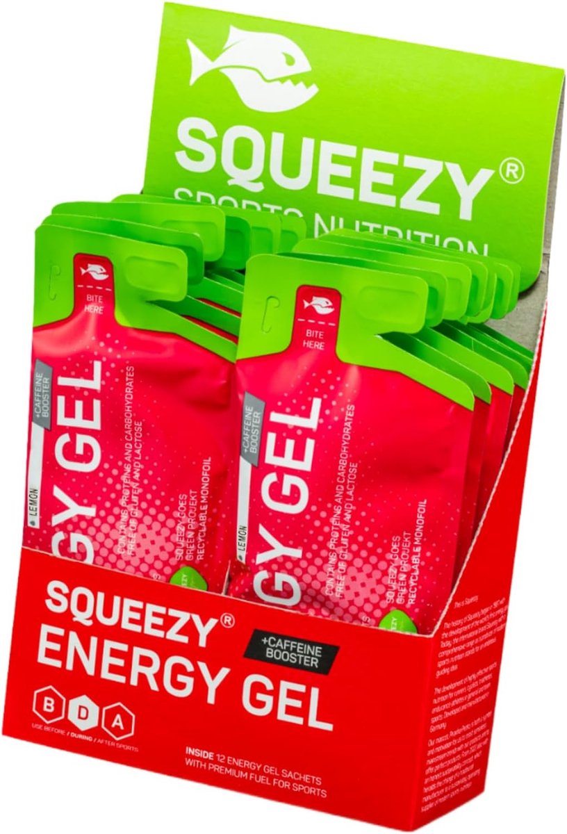Goedkoopste SQUEEZY Energie gel Lemon/Cafeïne 12x33 gr