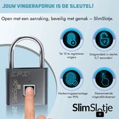 SlimSlotje Vingerafdruk Hangslot - Zilver - 10 vingers registreerbaar - Accuduur 1 jaar - USB Oplaadbaar & Multi-inzetbaar