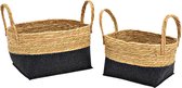 Korven - Manden - Set van 2 decoratieve manden van zeegras en vilt, met handvatten