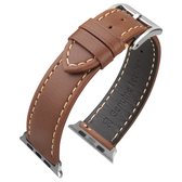 Bracelet de montre en cuir de veau marron pour Apple Watch Series 1/2/3 en 42 mm & Series 4/5/6/SE en 44 mm & Series 7/8/9 en 45 mm