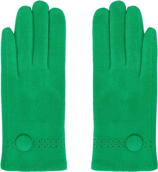 Groene Suedine Handschoenen Knoop - Dames Handschoenen - Winteraccessoires - Knoop detail - Groen