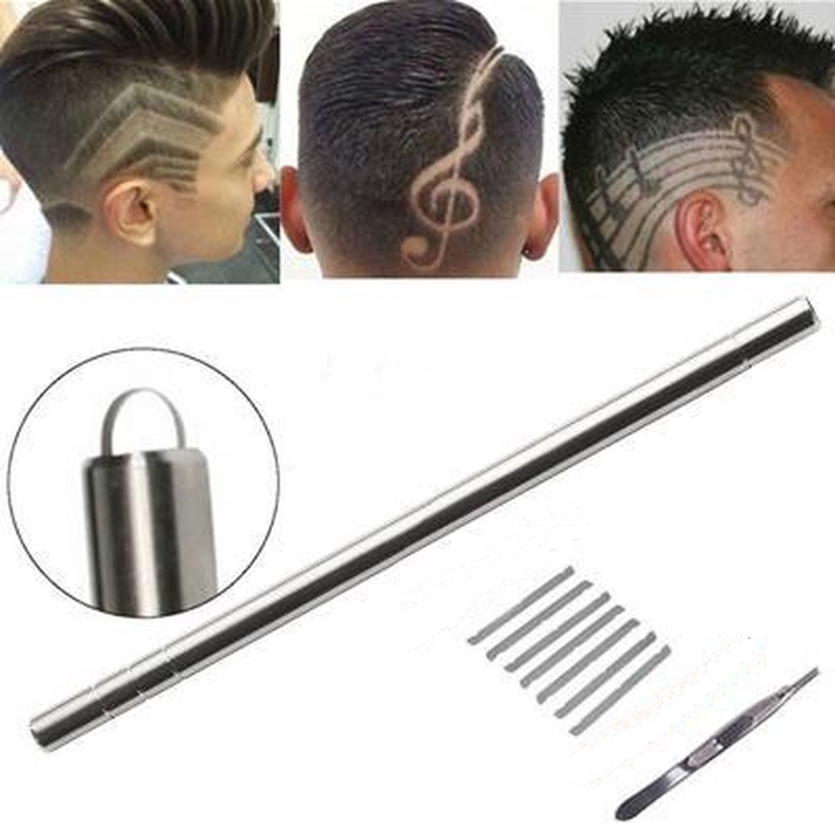 Stylo rasoir professionnel - Tatouage de cheveux / figurines - Incl. 10  couteaux -... | bol