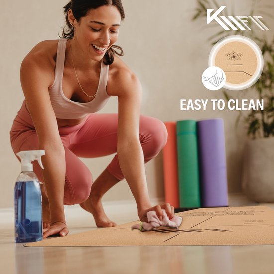 KM-Fit Yoga mat - Fitness mat - Sport mat - extra dik - anti slip - gemaakt van natuurrubber, TPE en katoen - Incl. yogariem & fascia duoball - Zwart van KM-Fit — afbeelding 4