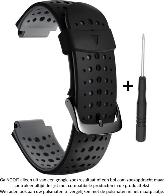 Foto: Zwart grijs siliconen sporthorloge bandje geschikt voor de garmin forerunner 220 230 235 620 630 735xt approach s20 s5 s6 horlogeband polsband strap siliconen black grey rubber