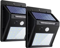 Verk Group - 2 x buitenlamp met bewegingssensor - 30 led solar buitenlamp - Solar tuinverlichting - Tuinverlichting op zonneenergie - led lamp