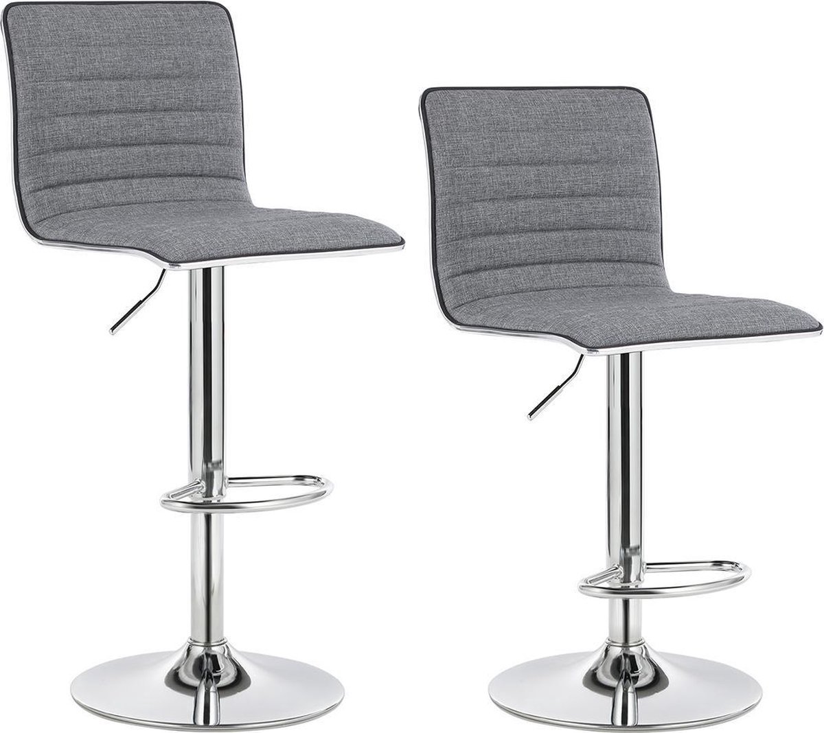 FurnStar - Barkrukken set van 2 - Verstelbaar - Barstoel Kruk - Barstoelen met rugleuning - Keukenstoel - Grijs