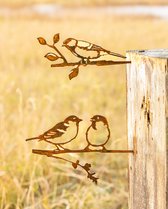 Metaaldeco – Tuindecoratie – Metalbird voordeelpakket - Metalen vogel – Metaal vogel - Cortenstaal vogel – Ringmus paar - Koolmees