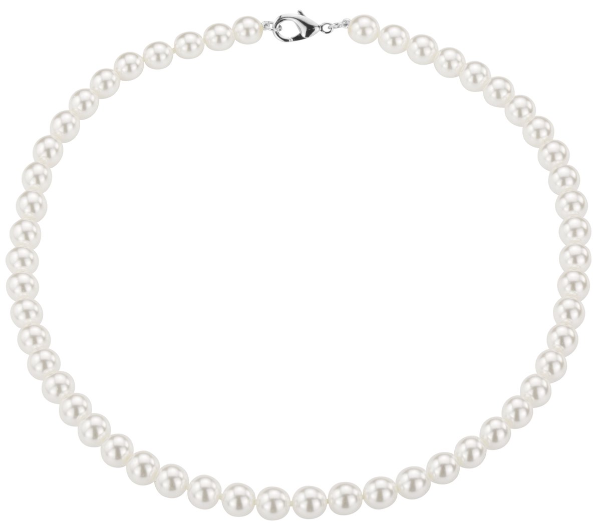 Traveller Parelcollier - Parelketting dames - Wit - 8 mm - 60 cm - Zilverkleurig - 740860