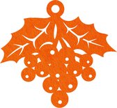 Kerstbes vilt onderzetter - Oranje - 6 stuks - 10 x 10 cm - Tafeldecoratie - Glas onderzetter - Valentijn - Cadeau - Woondecoratie - Tafelbescherming - Onderzetters voor glazen - Keukenbenodigdheden - Woonaccessoires - Tafelaccessoires