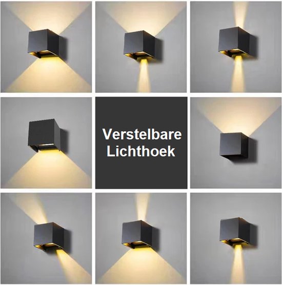 Luminize buitenlamp met schemersensor - wandlamp met dag en nacht sensor - 12x12x12cm - 2700k - 12w - zwart - LED