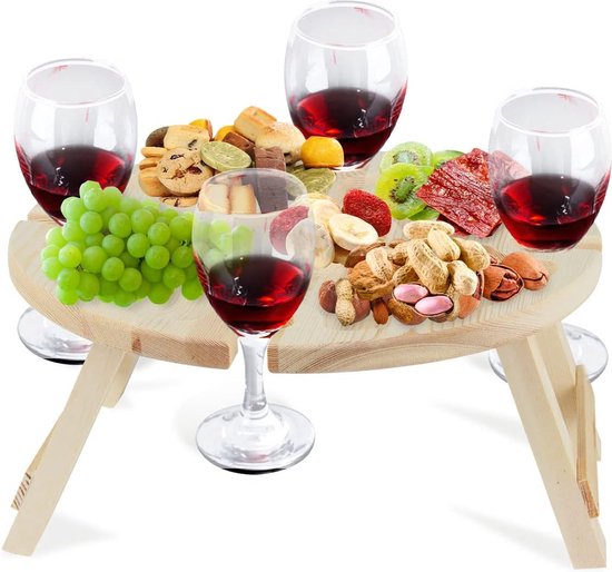 Table à vin pliable, table à vin extérieure pliable, table à vin en bois, table à vin extérieure pliable, table de pique-nique pliable portable, pour jardin, extérieur, camping, pique-nique, plage